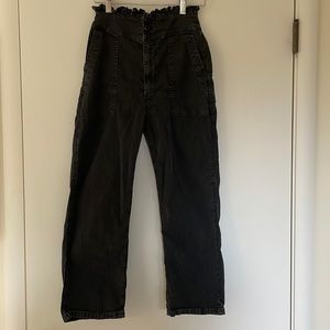 THE GREAT. Paper Bag Waist Cotton Cropped Pants